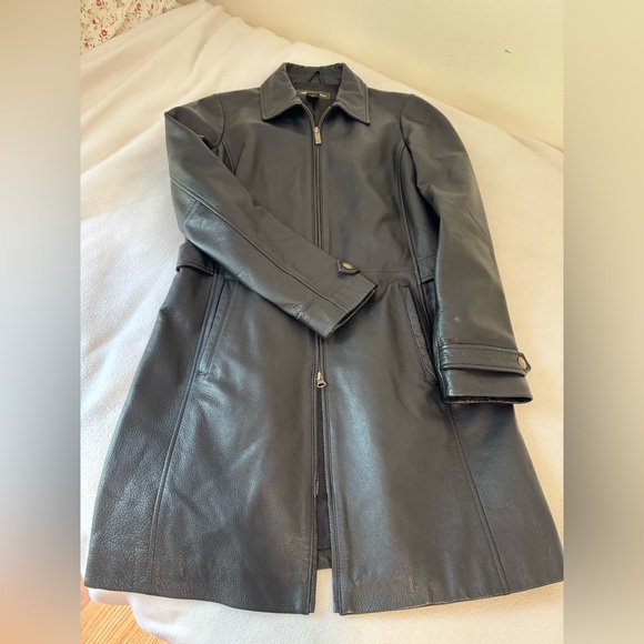 Eddie Bauer 100% leather Mid Length jacket black size M - Picture 3 of 13